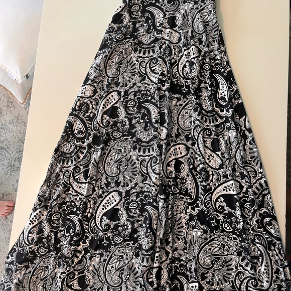 WOMENS MAXI DRESS BLACK WHITE PAISLEY AGNES & DORA AUSTEN WINDING ROAD XS - Picture 4 of 7